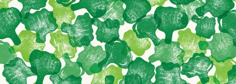 Green stamped broccoli florets pattern