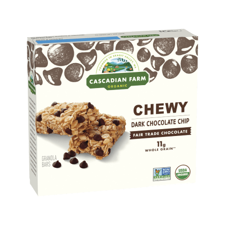 Cascadian Farm Dark Chocolate Chip Chewy Granola Bar, front of package