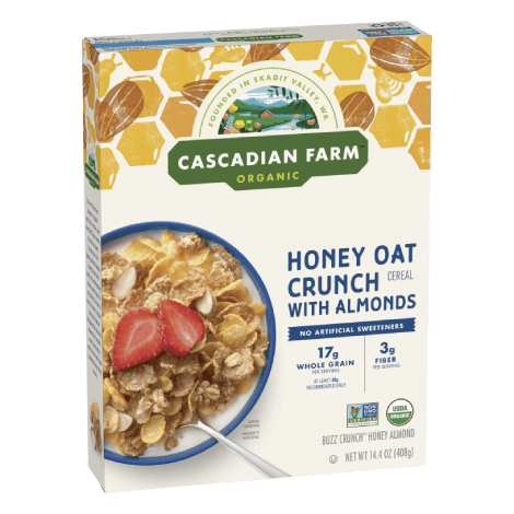 Cascadian Farm Organic Honey Oat Crunch Cereal with Almonds, Front of package