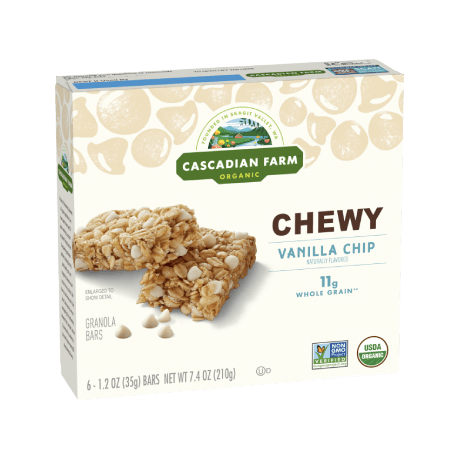 Cascadian Farm Vanilla Chip Chewy Granola Bar, front of package