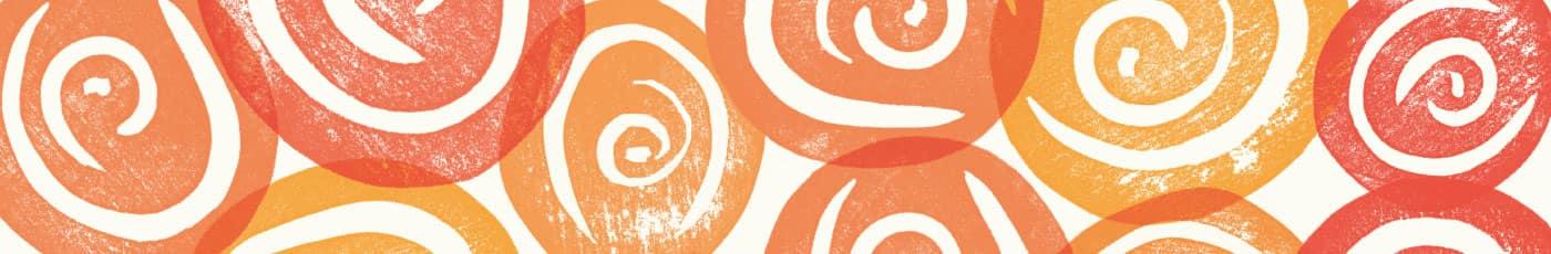 Red and orange stamped swirl pattern