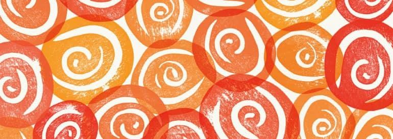 Red and orange stamped swirl pattern