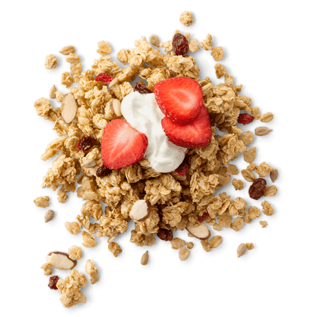 Cascadian Farm Fruit and Nut Granola granola topped with strawberries