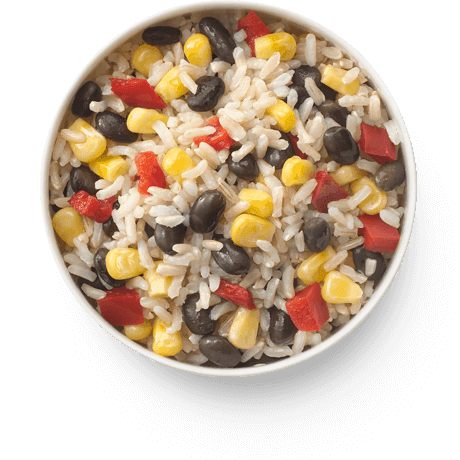 Cascadian Farm Organic Frozen Hearty Blend with Brown Rice, Corn, Black Beans & Bell Peppers in a bowl