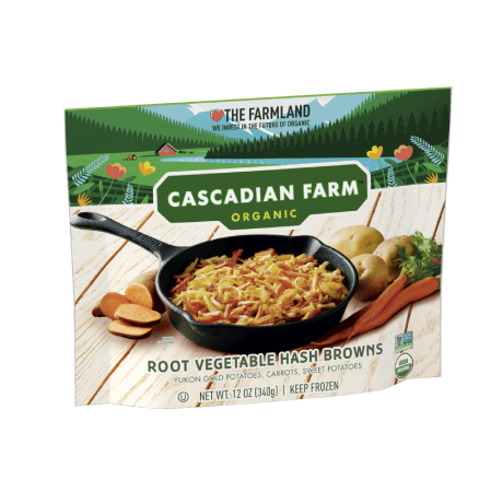 Cascadian Farm organic root vegetable hashbrowns, front of pack