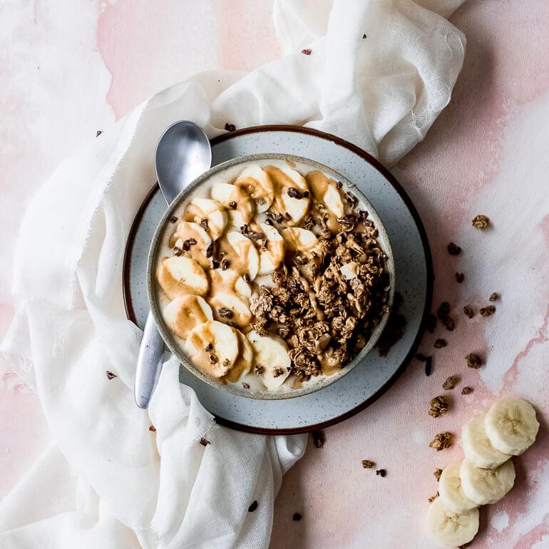 Recipe image of Cascadian Farm banana peanut butter smoothie bowl