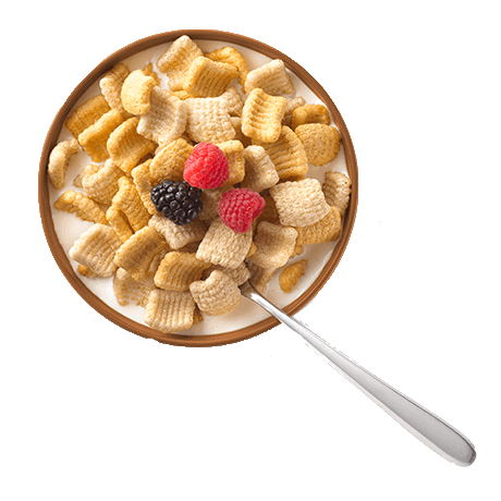 Product image of a bowl of Cascadian Farm Gluten Free Honey Vanilla Crunch Cereal topped with fresh berries