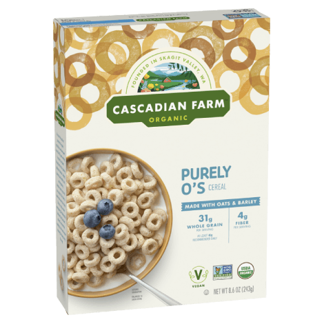 Cascadian Farm Organic Purely O's Cereal, Front of package