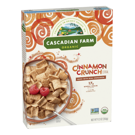 Cascadian Farm Cinnamon Crunch Cereal, Front of package