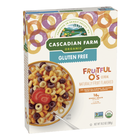 Cascadian Farm Gluten Free Fruitful O's Cereal, Front of package