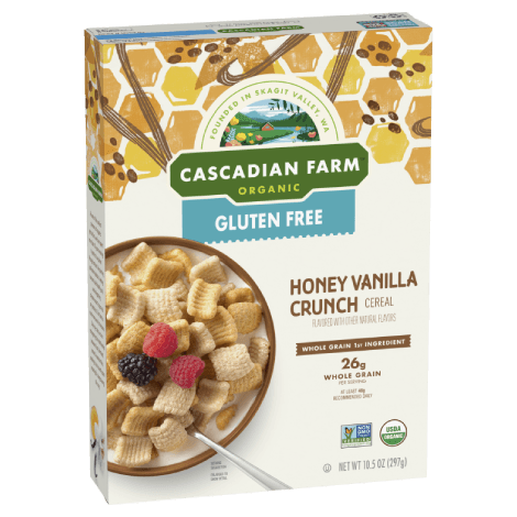 Cascadian Farm Gluten Free Honey Vanilla Crunch Cereal, Front of package