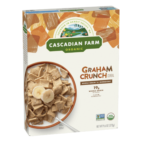 Cascadian Farm Organic Graham Crunch Cereal, Front of package