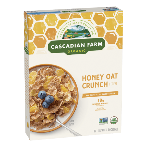 Cascadian Farm Organic Honey Oat Crunch Cereal, Front of package