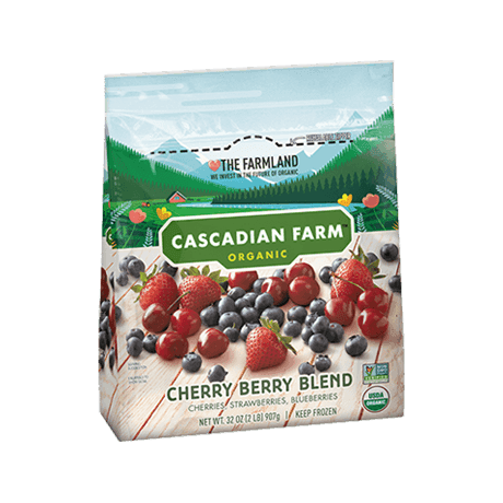 Cascadian Farm Organic Frozen cherry berry blend, front of package