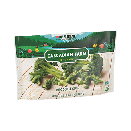 Cascadian Farm Organic Frozen broccoli cuts, front of package