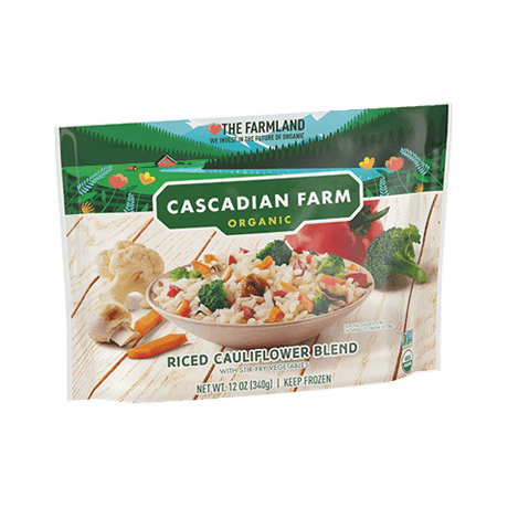 Cascadian Farm Organic Frozen Riced Cauliflower Stir-Fry Blend, front of package