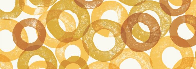 Yellow stamped pattern of Purely O's Cereal