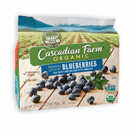 A bag of frozen Cascadian Farm Organic Blueberries